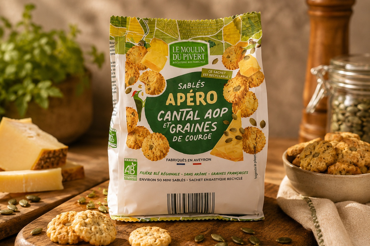 Sablés apéro Cantal AOP & graines de courge bio